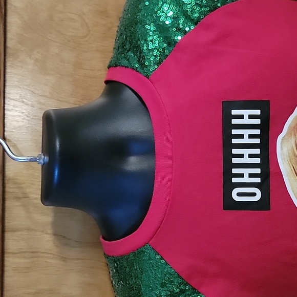 A Christmas Story Sweatshirt Oh Fudge Red Medium Juniors Women Sequin Sleeve - Picture 2 of 5